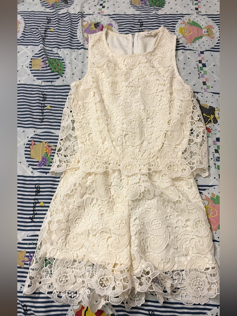 Cream lace sleeveless romper